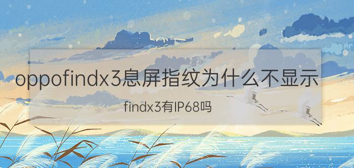 oppofindx3息屏指纹为什么不显示 findx3有IP68吗？